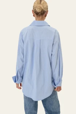 Isabellaic Shirt Blue White Stripes