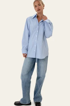 Isabellaic Shirt Blue White Stripes
