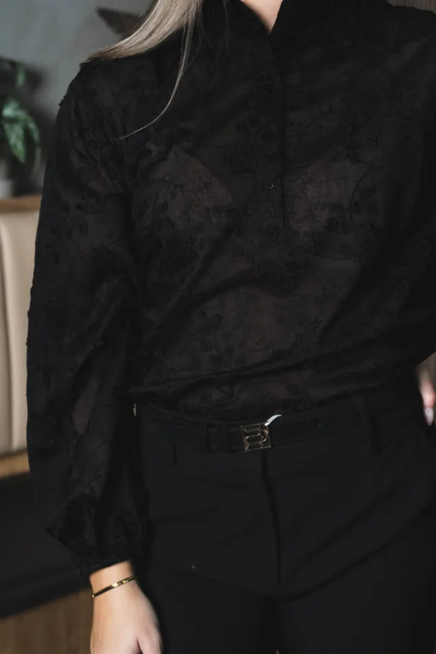 Isak Embroidery Shirt Black
