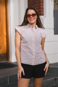 Isella Double Stripe Top Rose