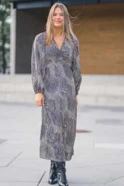 Isobel Floating Wave Dress Dark Sand