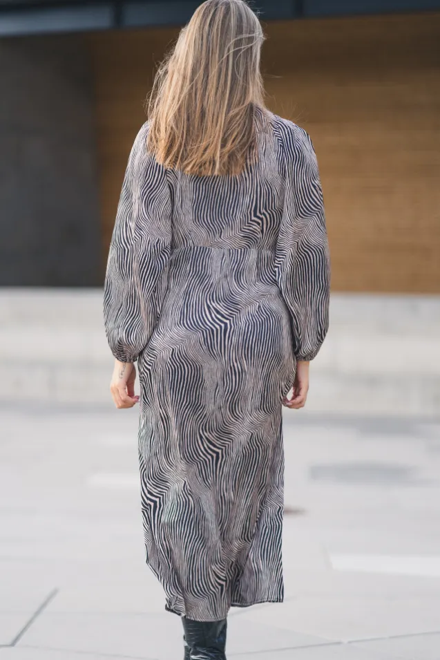 Isobel Floating Wave Dress Dark Sand