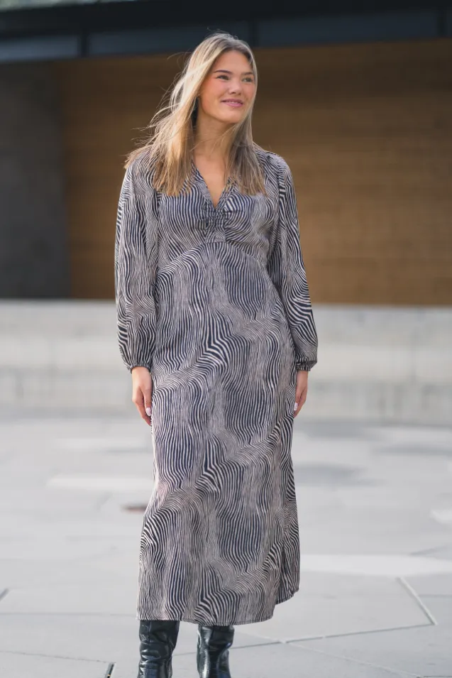 Isobel Floating Wave Dress Dark Sand