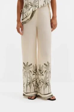 Izabelle High Waist Wide Pants Palm
