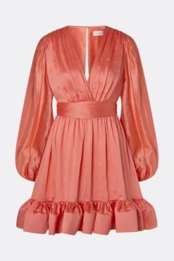 Jadie V-Neck Ruffled Mini Dress Coral