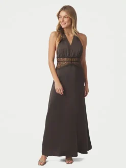 Jasine Heavy Sateen Dress Dark Brown