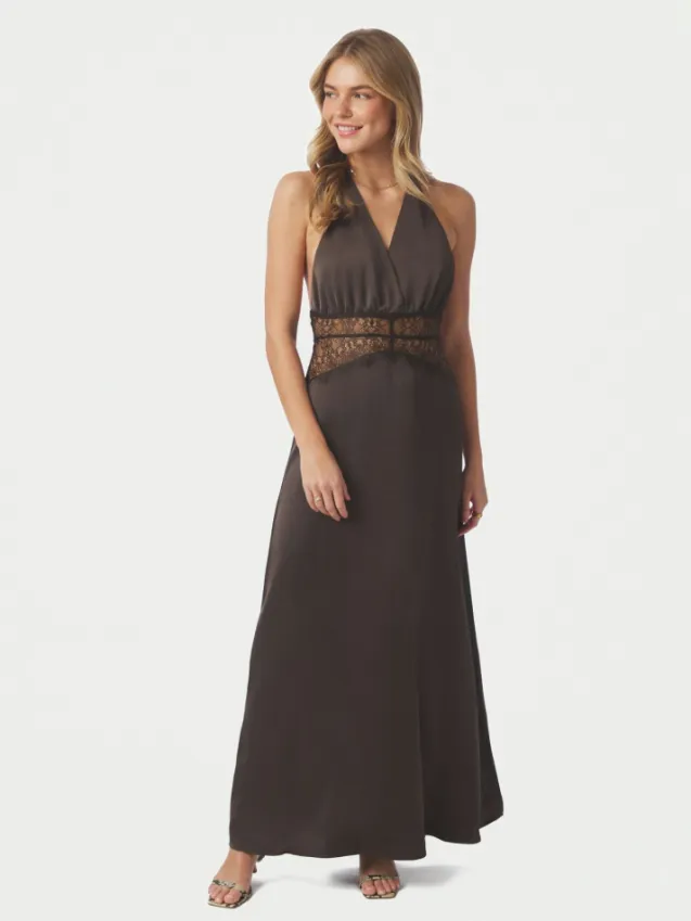 Jasine Heavy Sateen Dress Dark Brown