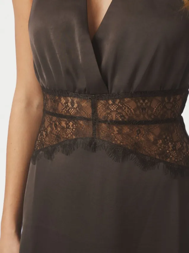Jasine Heavy Sateen Dress Dark Brown
