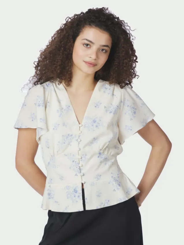 Jasmin Delicate Flower Blouse Creme