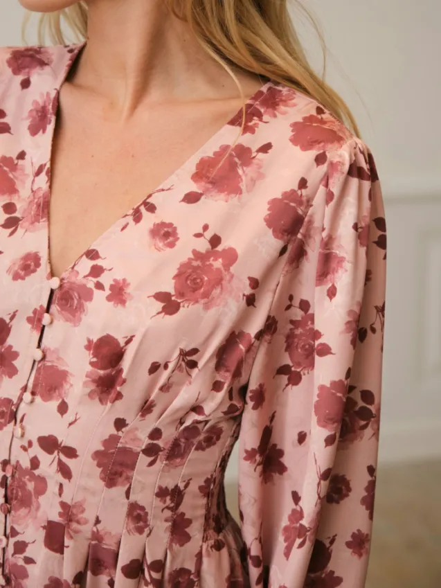 Jellie Print Dress Dusty Rose