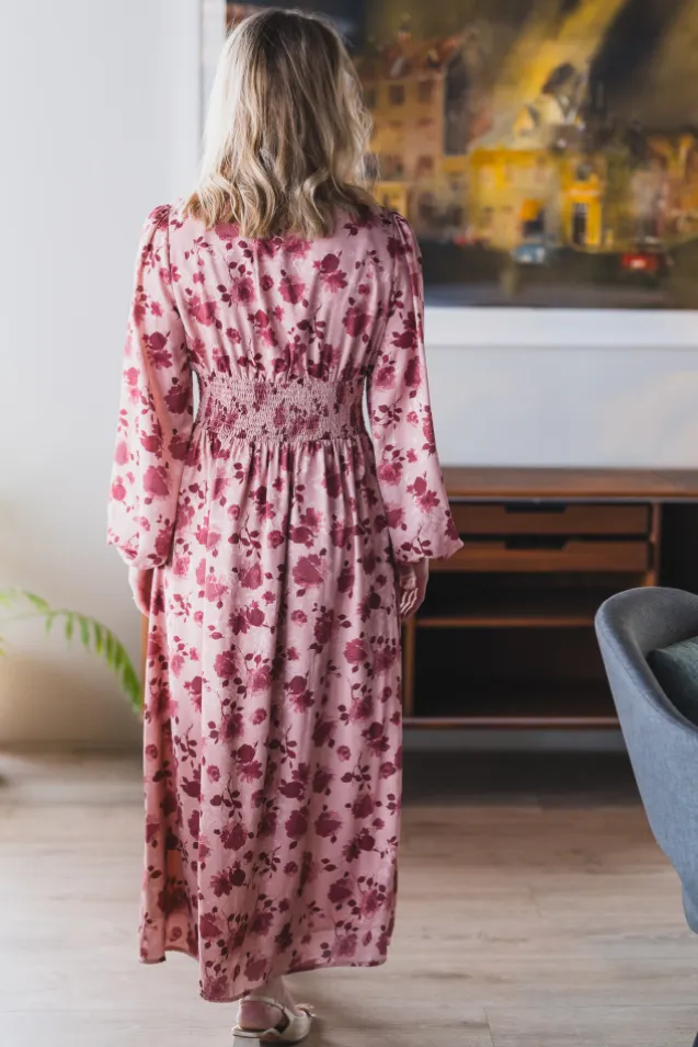 Jellie Print Dress Dusty Rose