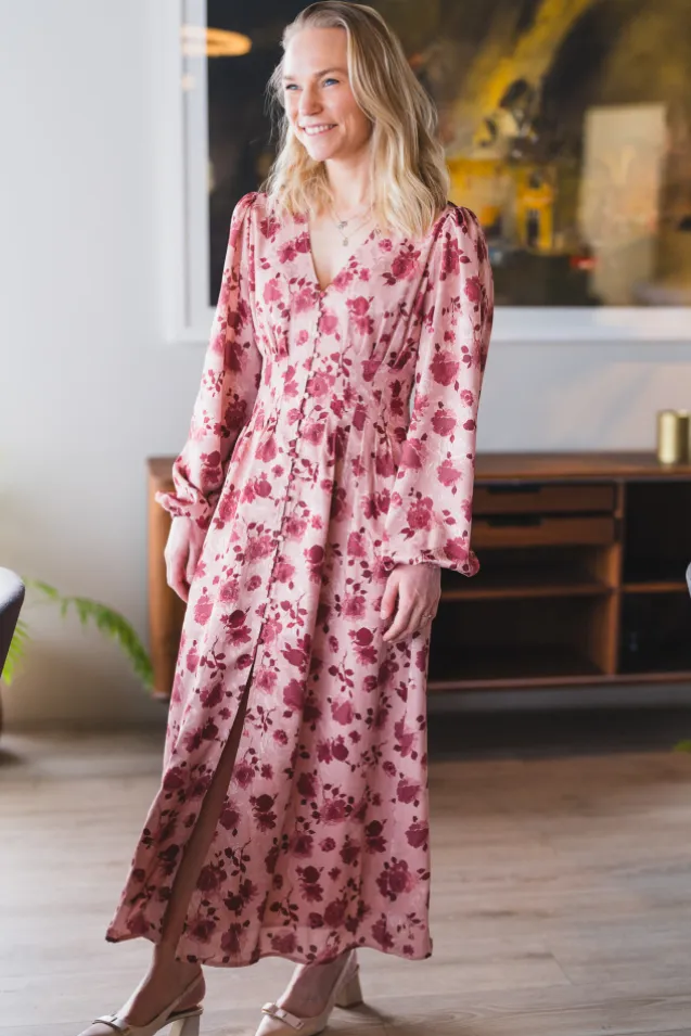 Jellie Print Dress Dusty Rose