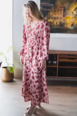 Jellie Print Dress Dusty Rose