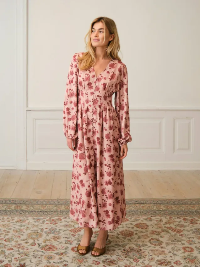 Jellie Print Dress Dusty Rose