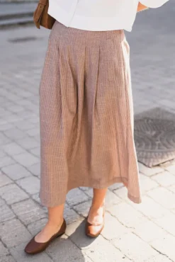 Jiho Anya Pleat Skirt Brown