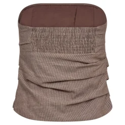 Jiho Stripe Tube Top Brown