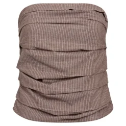 Jiho Stripe Tube Top Brown