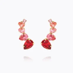 Julie Earrings Gold Scarlet Combo