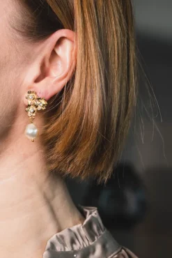 Juni Earrings Gold Pearl/Crystal