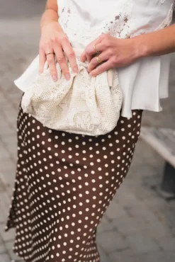 Kaela Heavy Sateen Lace Top Pearl