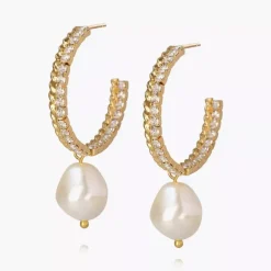 Kaia Pearl Earrings Gold Pearl/Crystal