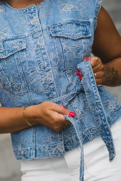 Kari Denim Waistcoat Light Blue Denim