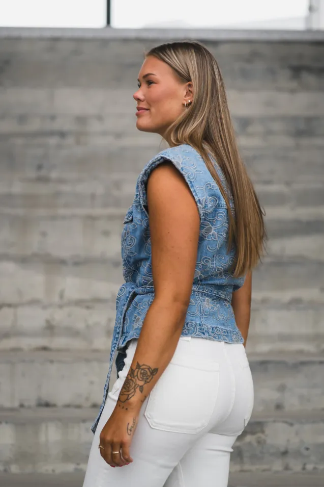Kari Denim Waistcoat Light Blue Denim