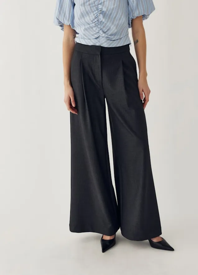Kazia MW Pants Grey Herringbone