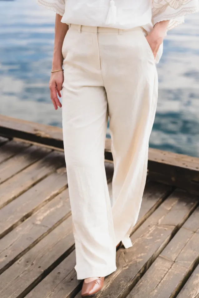 Keeley Edelmira HW Pants Bleached Sand