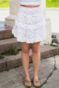 Kenia Flower Dobby Skirt Blue Flower