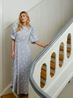 Kikka Faded Flower Dress Light Blue