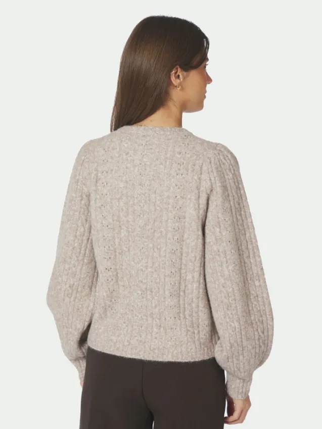 Koteas Cable Knit Cardigan Beige Melange