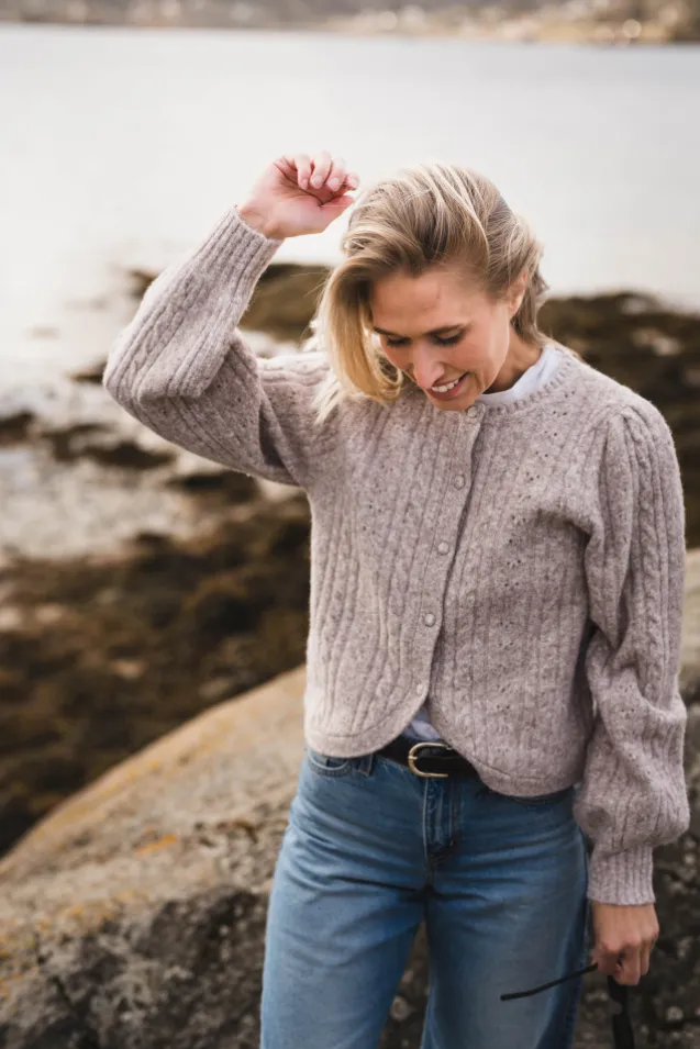 Koteas Cable Knit Cardigan Beige Melange