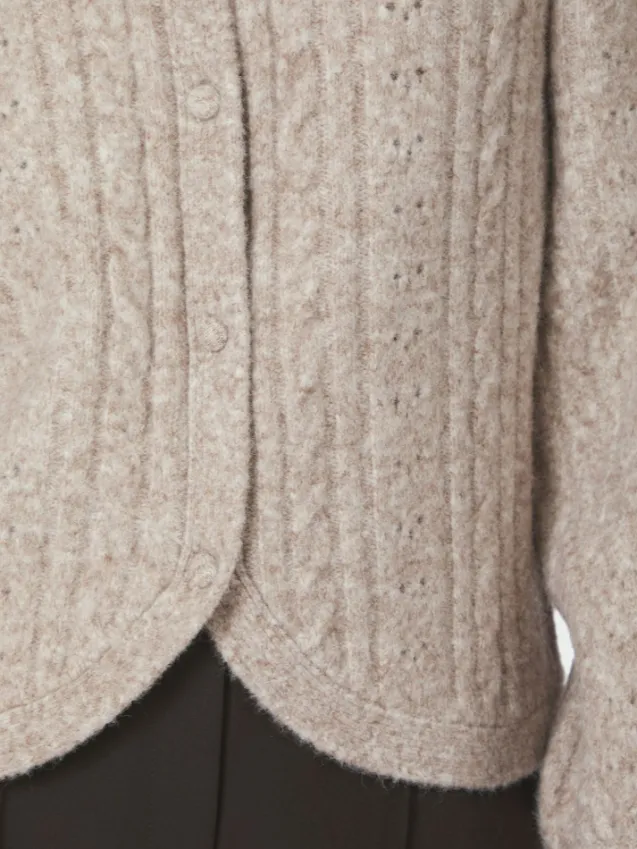 Koteas Cable Knit Cardigan Beige Melange