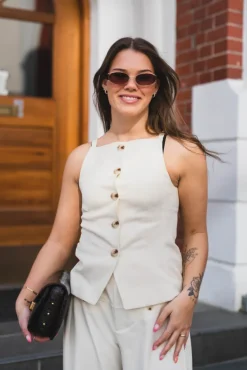 Kylie Structure Waistcoat Offwhite