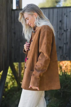 Lauren Leather Jacket Camel Suede