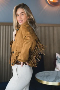 Lauron Faux Suede Jacket Cognac