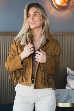 Lauron Faux Suede Jacket Cognac