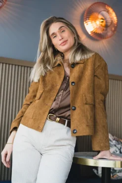 Lauron Faux Suede Jacket Cognac