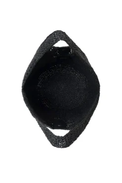 Leah Hobo Bag Plain Raffia Black