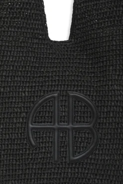 Leah Hobo Bag Plain Raffia Black