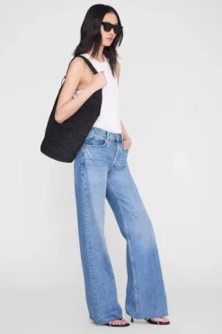 Leah Hobo Bag Plain Raffia Black