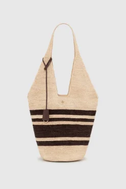 Leah Stripes Hobo Raphia Natural/Brown
