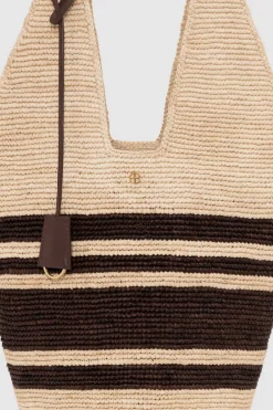 Leah Stripes Hobo Raphia Natural/Brown