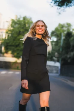 Leanna High Neck Mini Dress Black