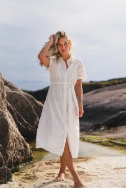 Lea 2/4 Shirt Dress Egret