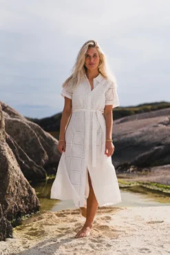 Lea 2/4 Shirt Dress Egret