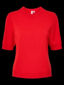 Lena SS Knit Pullover Fiery Red
