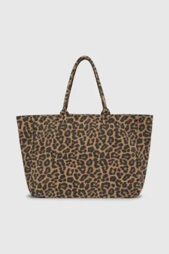 Leo Canvas Tote Black And Brown Leopard
