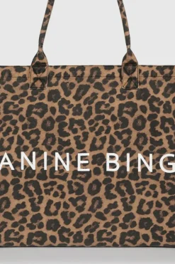 Leo Canvas Tote Black And Brown Leopard